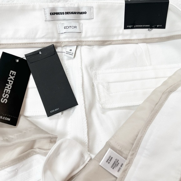 NWT Express Design Studio Editor Solid White Bermuda Shorts Size 4 Mid Rise - Picture 6 of 7